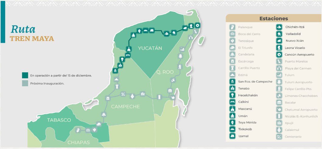 ruta Tren maya boletos, costo, mapa