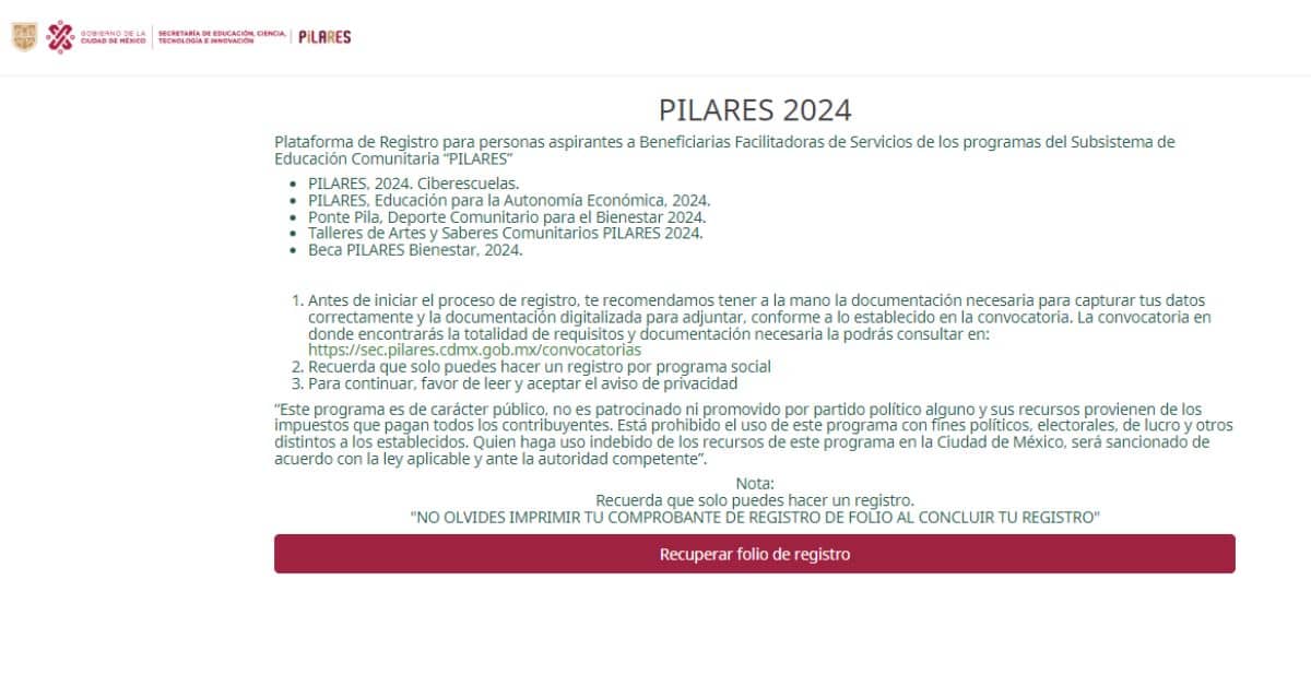 registro talleristas PILARES 2024 CDMX