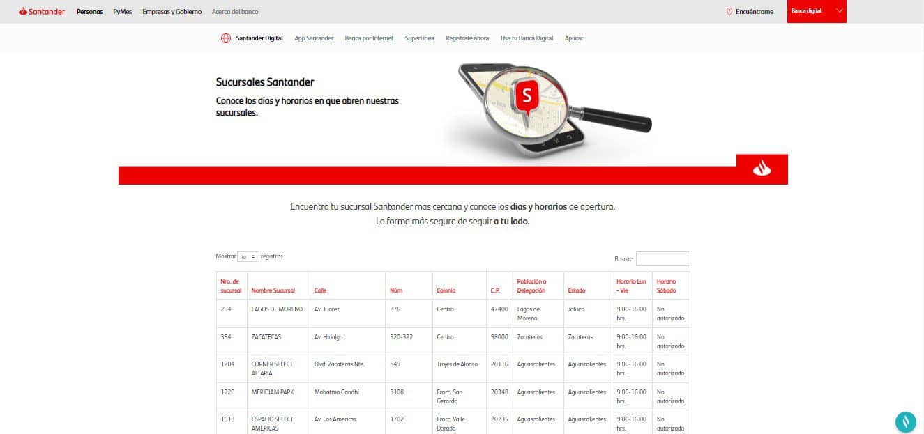 sucursales banco santander cerca ubicaciones horario 2024