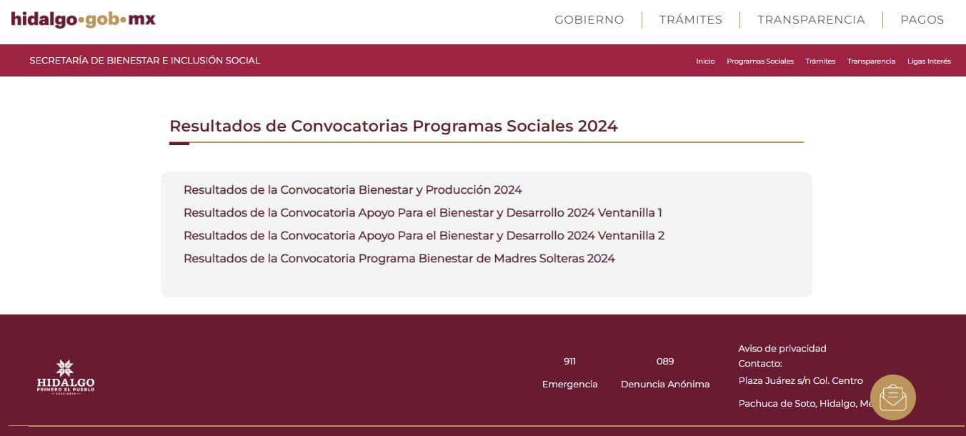 Hidalgo Folios Bienestar y Desarrollo 2024