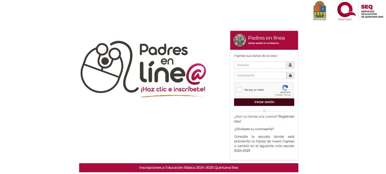 registro padres en línea 2024 Quintana Roo