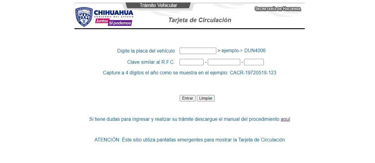 imprimir tarjeta de circulación Chihuahua 2024 PDF