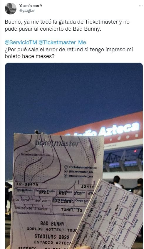 Otra vez Ticketmaster. Niegan acceso a fans a concierto de Bad Bunny por clonación de boletos 2