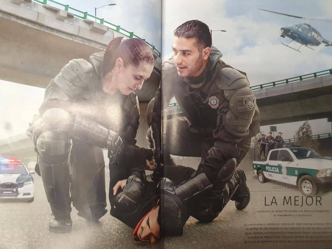 Promocionan a Sheinbaum como superpolicía en revista de Salinas Pliego portada 5