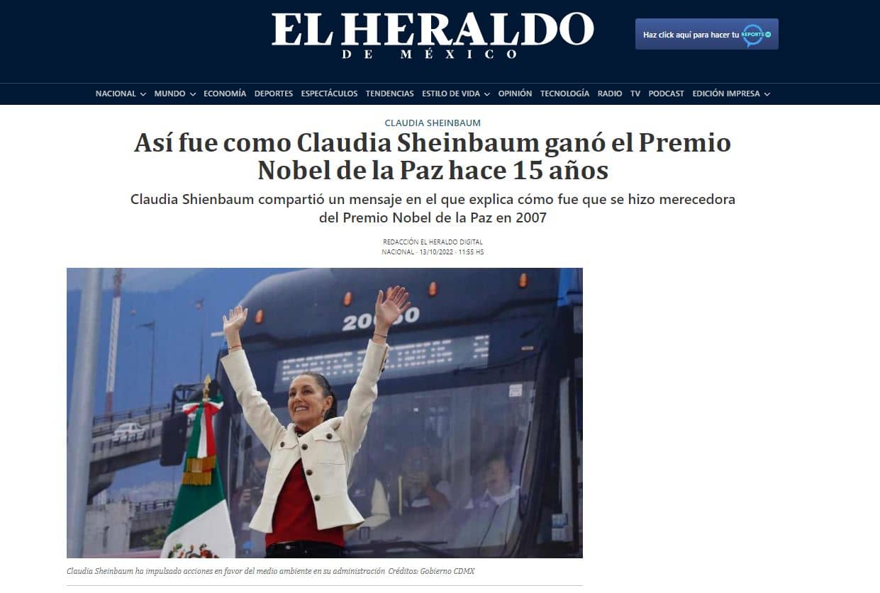 claudia sheinbaum premio nobel 2