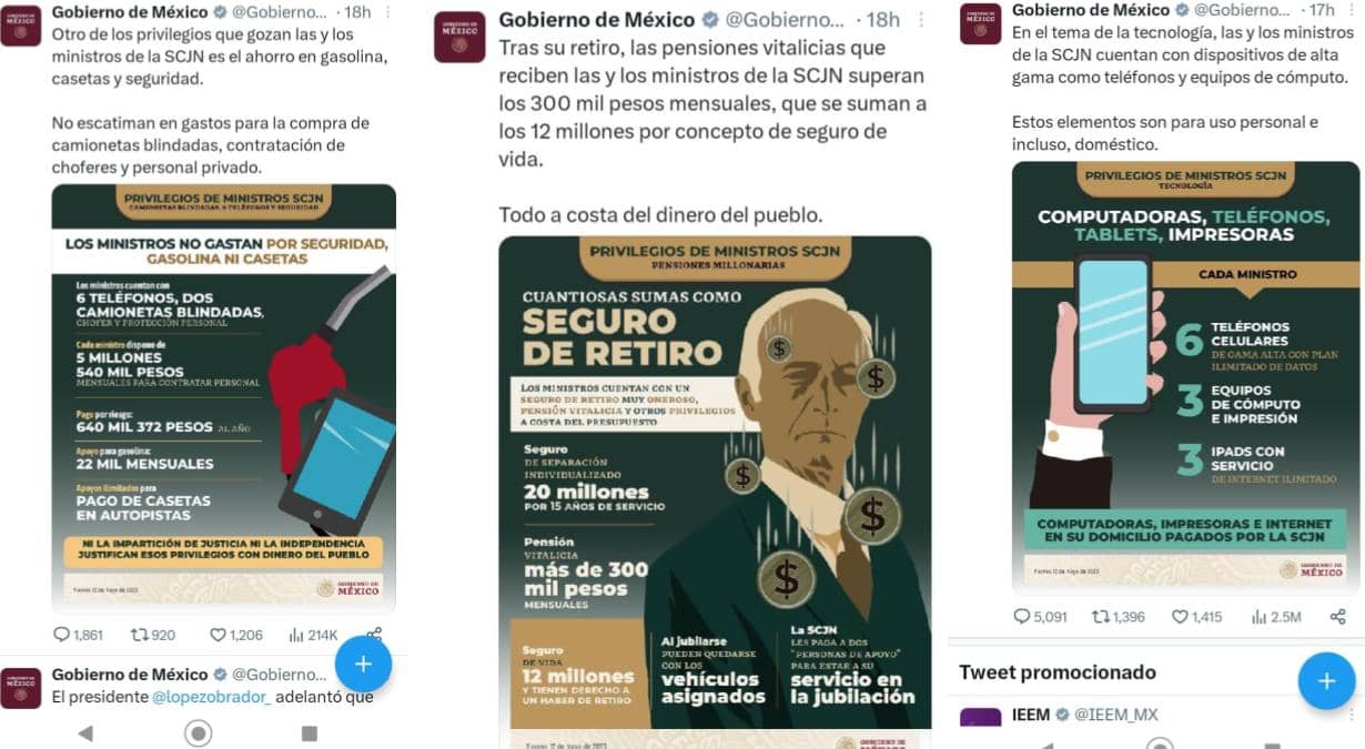 gobierno-amlo-cuentas-oficiales-atacar-ministros-SCJN