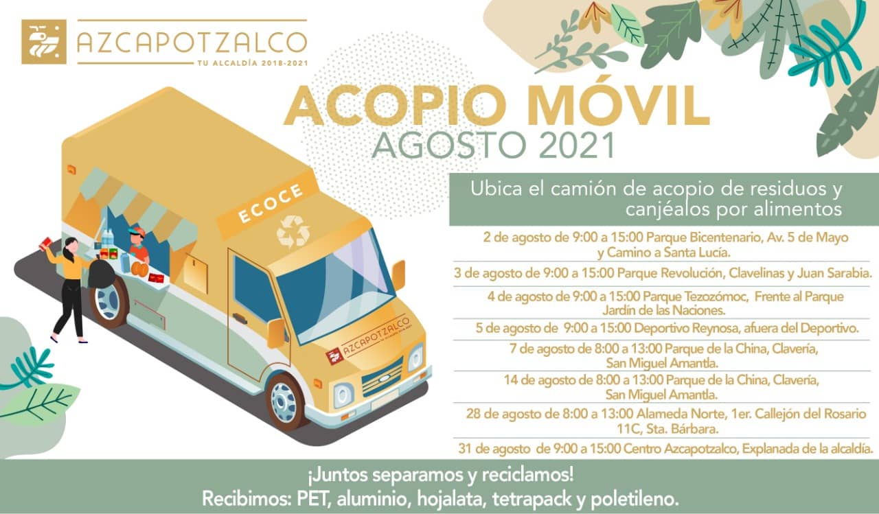 Consulta aquí las fechas del Acopio Móvil en Azcapotzalco | Foto: Twitter Alcaldía Azcapotzalco