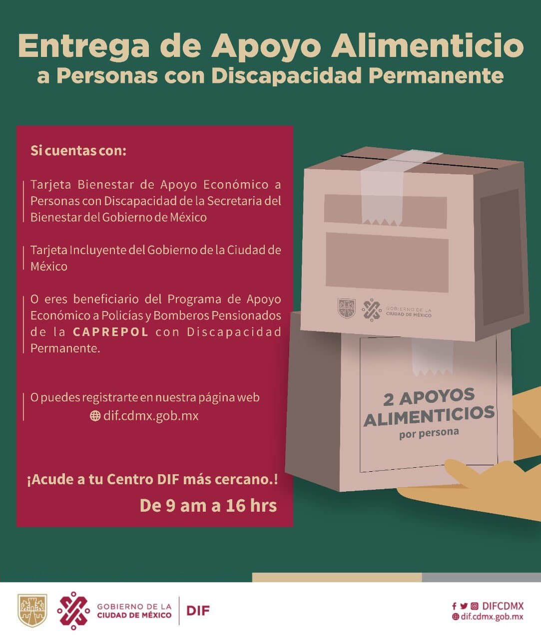 Estos son los requisitos para el apoyo alimenticio del DIF CDMX | Foto: Twitter DIF CDMX