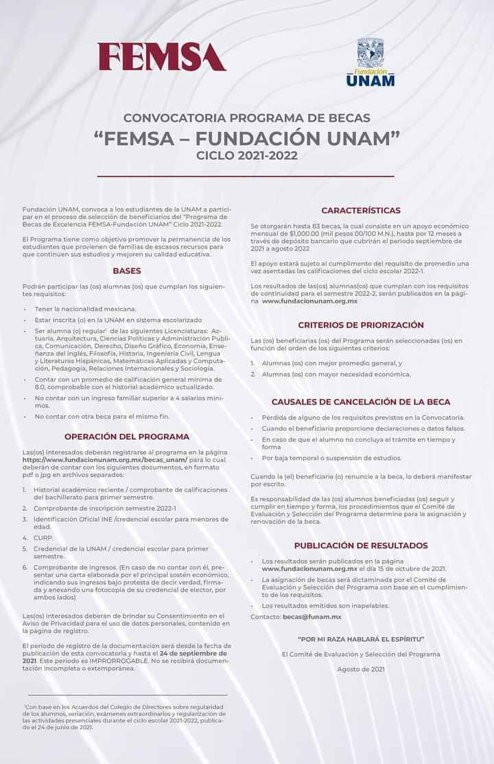 Revisa la convocatoria de las becas de excelencia UNAM | Foto: Fb Becas UNAM