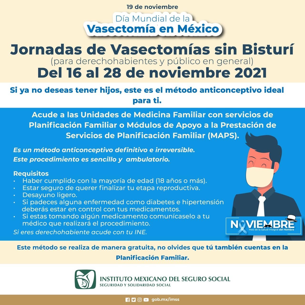 Las vasectomías serán gratuitas en estas fechas | Foto: IMSS