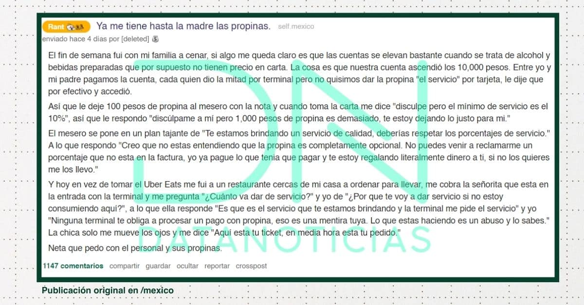 La historia del mesero y los 100 pesos de propina no es real portada (1)