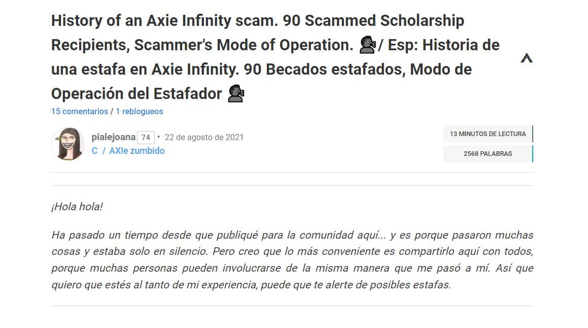 Las polémicas becas de Axie Infinity, el videojuego NFTs en el que estafan a gente pobre portada 6