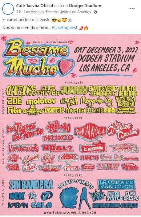 Bésame Mucho Fest Caifanes, Café Tacuba, Los Tigres del Norte, la Sonora Dinamita y más en un mismo lugar portada 7