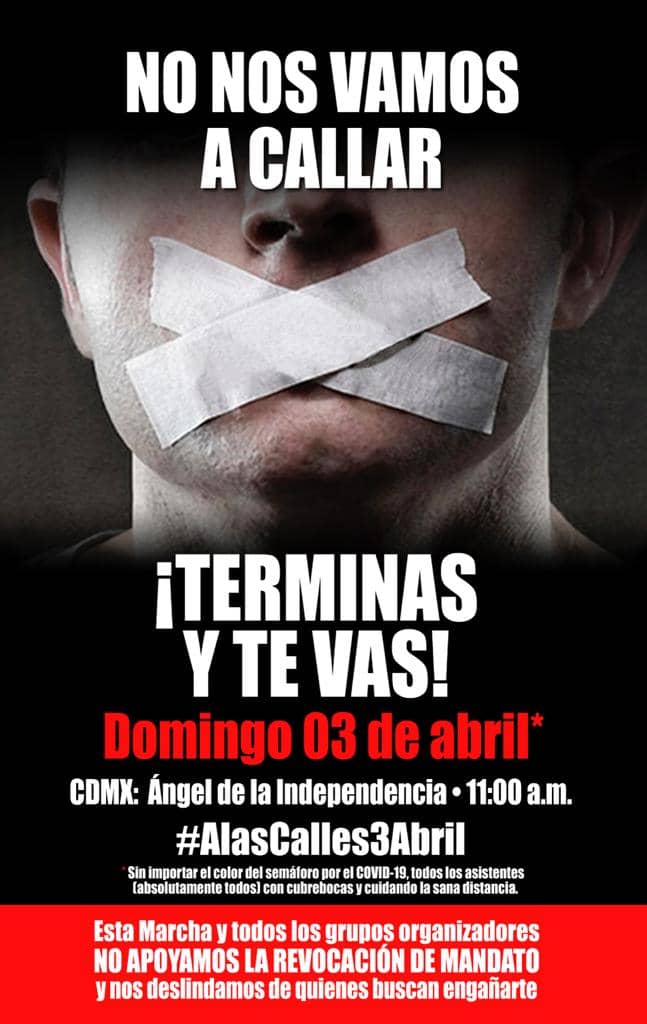 Esta es la imagen que circula en redes sociales para movilizarse contra la revocación de mandato | Foto: Twitter