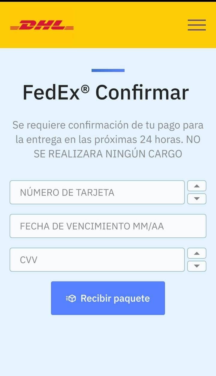 A través de Whatsapp y mensajes de texto llega una liga donde debes indicar los datos de tu tarjeta y así conseguir datos personales | Foto: Captura de pantalla