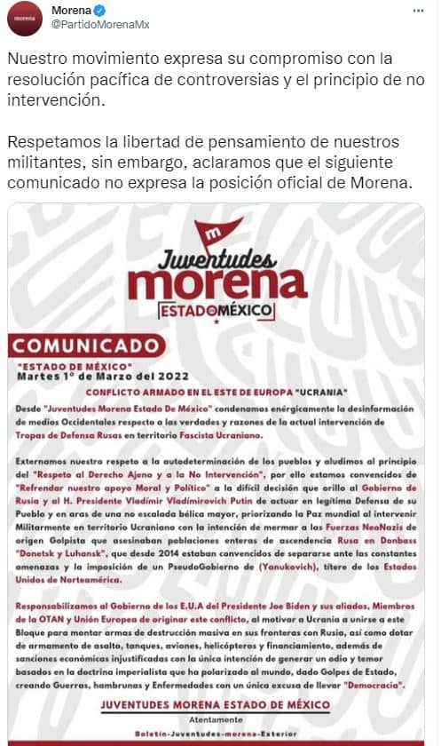 Jóvenes de Morena apoyan a Putin. El partido los tira de locos portada 5