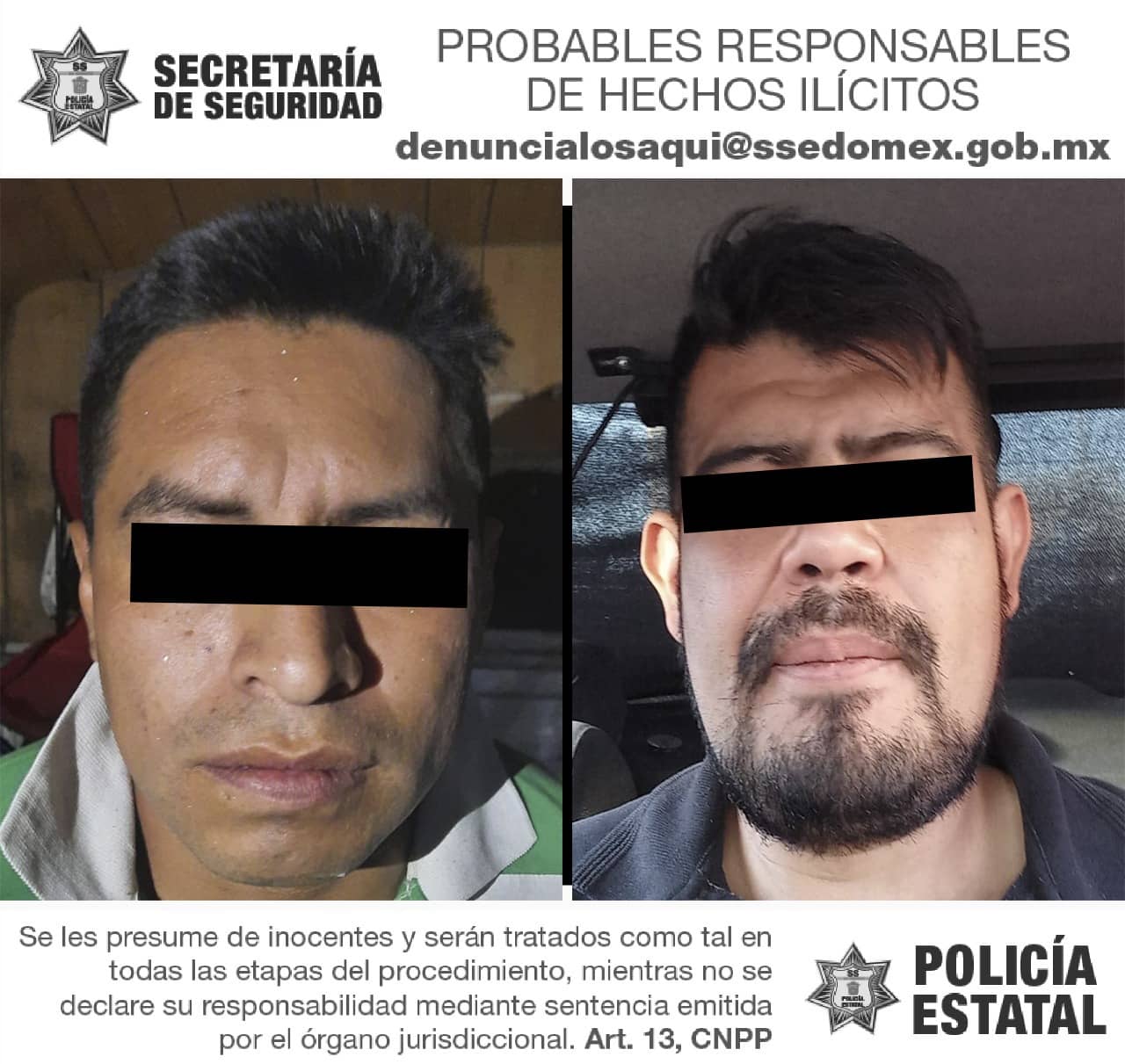 Gracias a las imágenes captadas por el C5 Edomex, se logró la detención de los ladrones Foto: SS Edomex