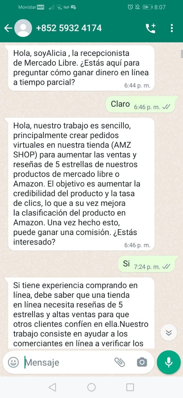 AMZ SHOP Ofrecen trabajo en Amazon y Mercado Libre, pero es un fraude 4