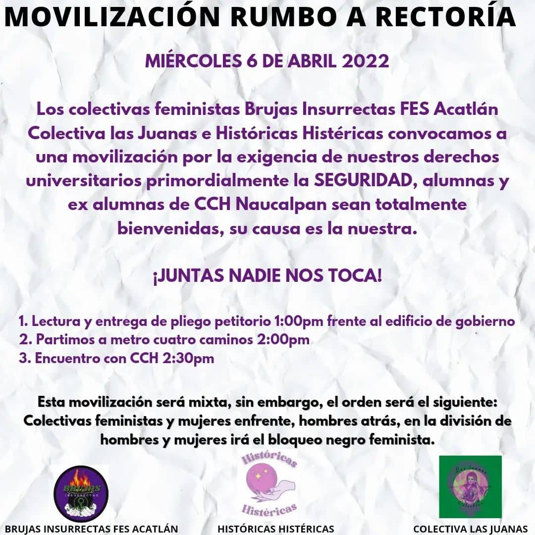 FES Acatlán y CCH Naucalpan marcharán por casos de agresión sexual a alumnas de la UNAM 1