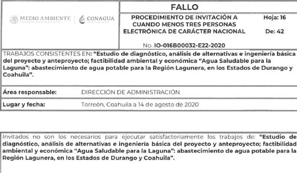 Documento en el que se declara que ninguna de las propuestas cumple con los requisitos para obtener el contrato