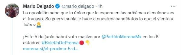 Mario Delgado denuncia que durante las campañas se ha cometido guerra sucia en Tamaulipas | Foto: Twitter Mario Delgado
