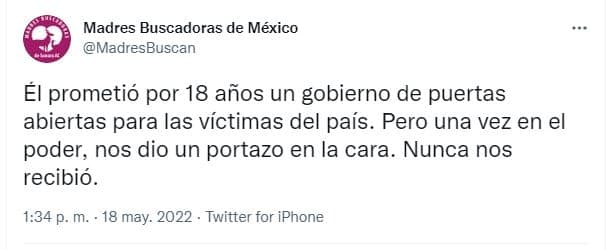 Las Madres Buscadoras aseguran que no han recibido apoyo del gobierno para encontrar a sus hijos desaparecidos Foto: Twitter Madres Buscadoras