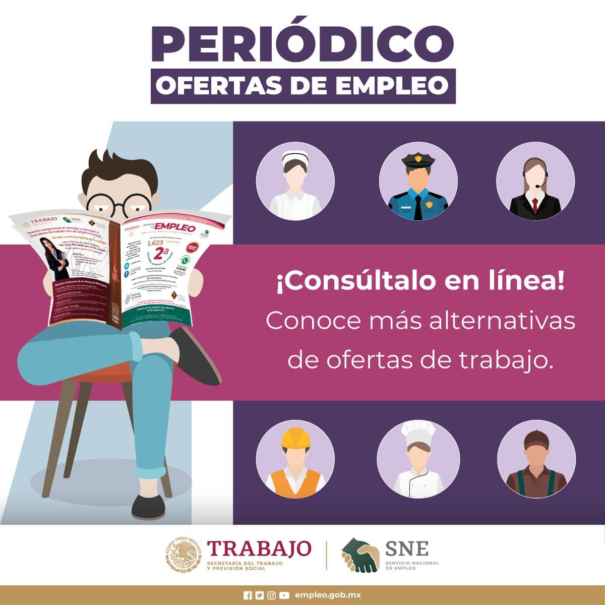 En el periódico del empleo podrás consultar alrededor de mil vacantes disponibles | Foto: Twitter SNE