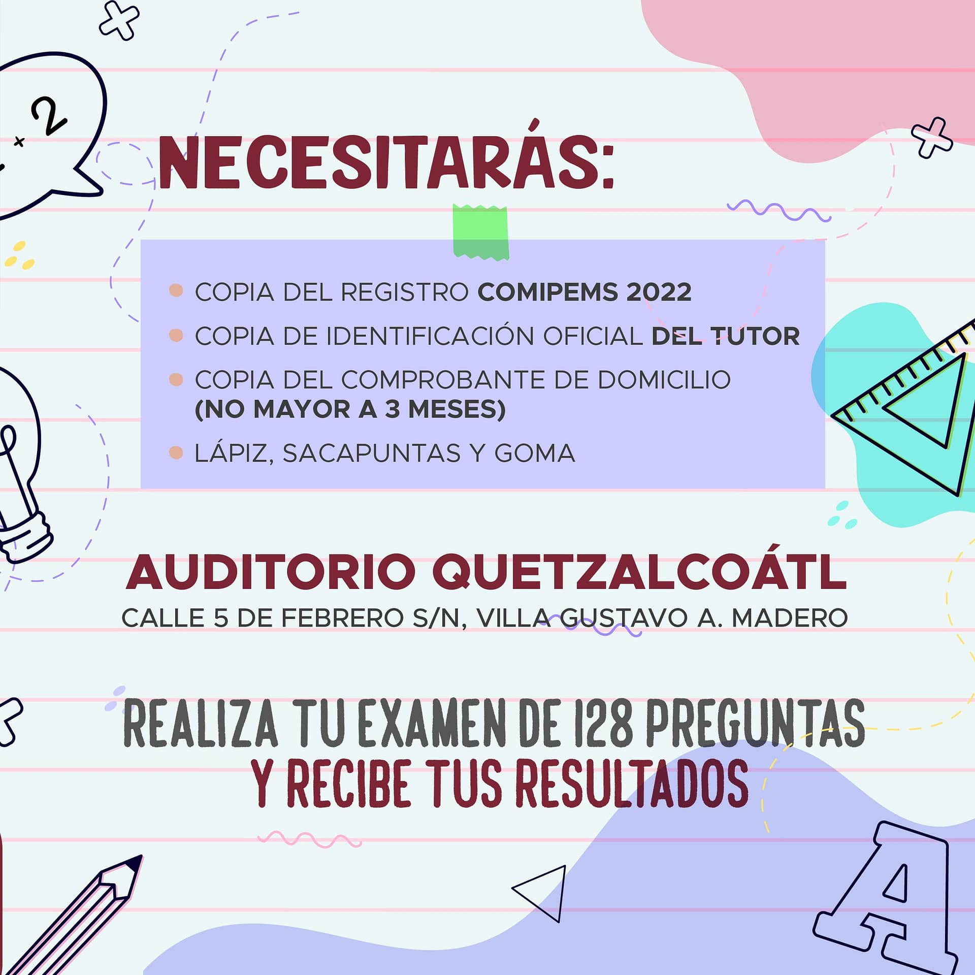 Estos son los requisitos para el examen Foto: Twitter Alcaldía GAM 