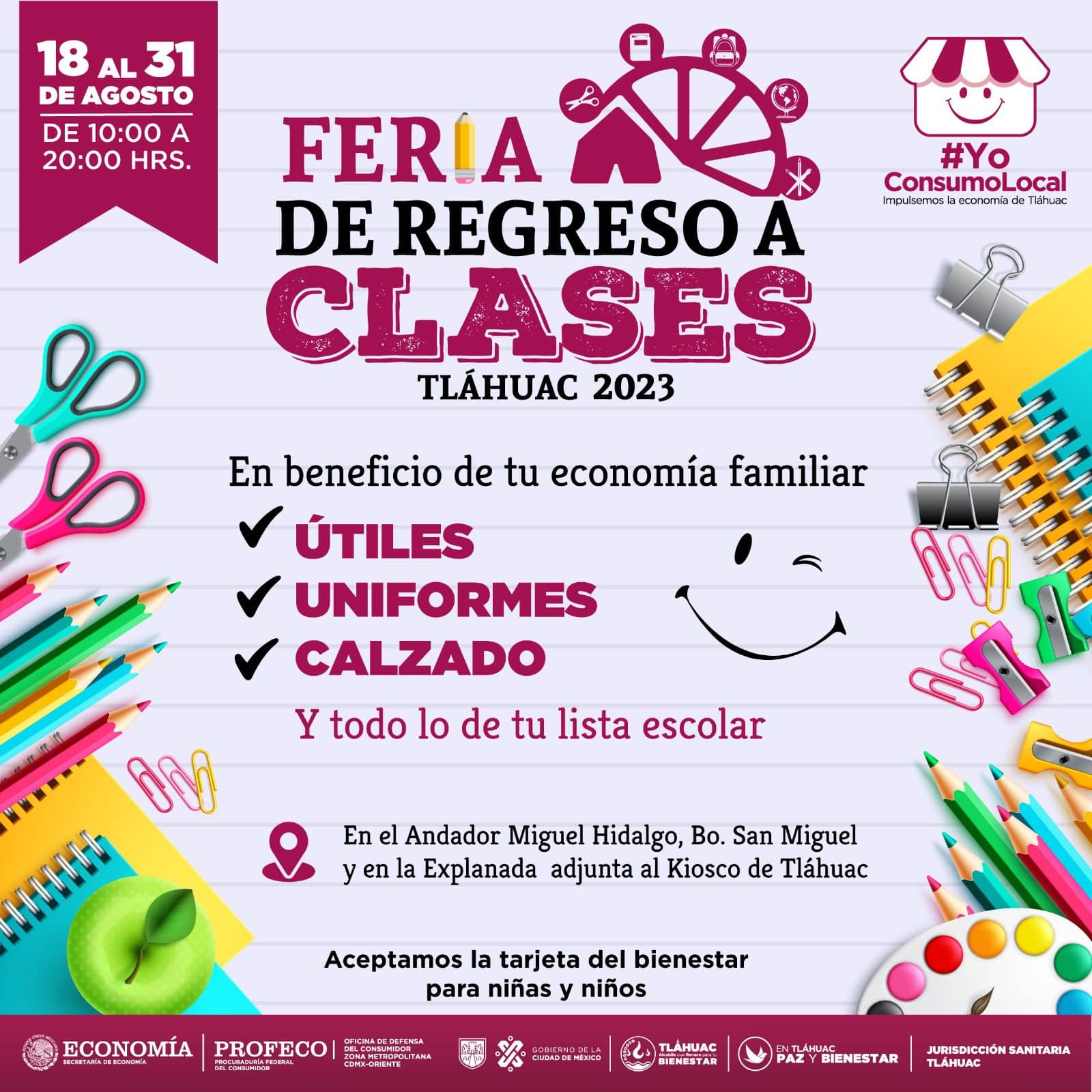 Ferias de útiles escolares 2023. En beneficio de la economía familiar.