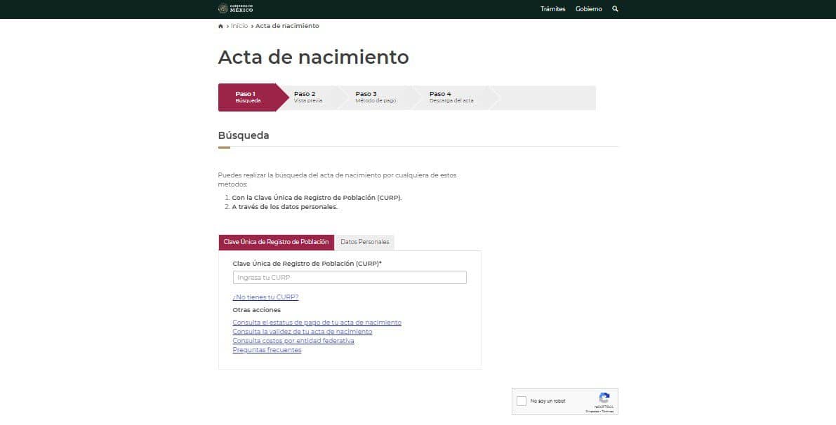 imprimir acta de nacimiento