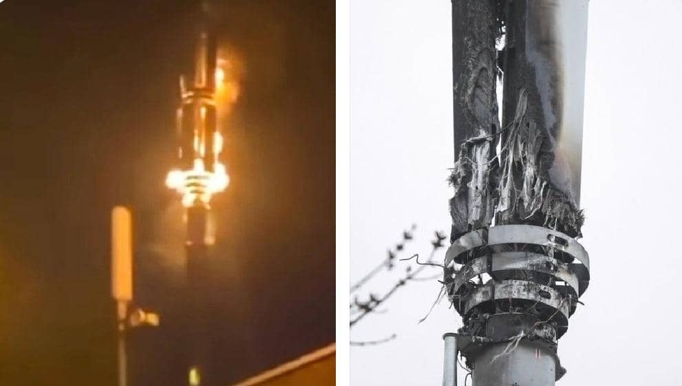 queman antenas de red 5G por miedo a coronavirus