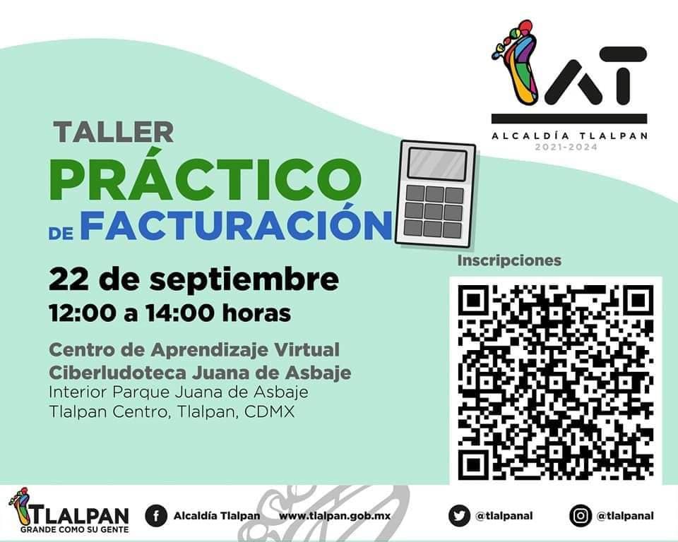 Al escanear este código QR podrás hacer el registro para el taller de facturación | Foto: Alcaldía Tlalpan