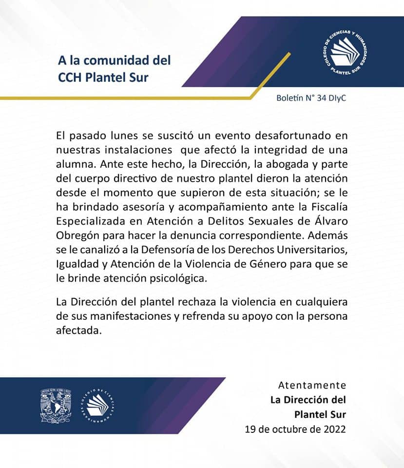 CCH Sur trató de ocultar caso de violación a alumna, afirma madre de la víctima portada 1