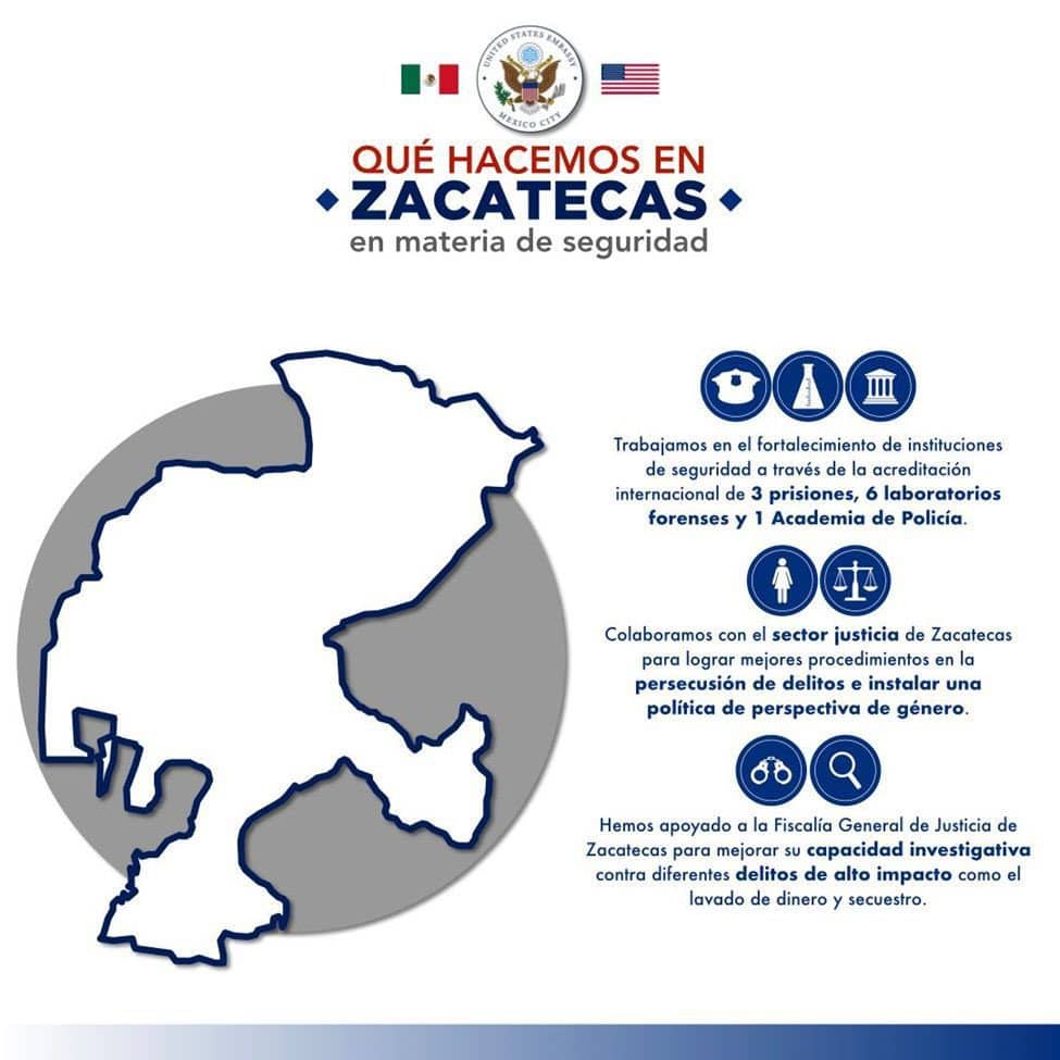 Zacatecas había acordado la colaboración con EU para recibir equipos de vigilancia con los cuales encontrarían a los cárteles de la droga | Foto: Twitter Ken Salazar